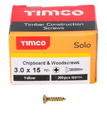 Solo Chipboard & Woodscrews 3.0 x 15