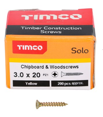 Solo Chipboard & Woodscrews 3.0 x 20