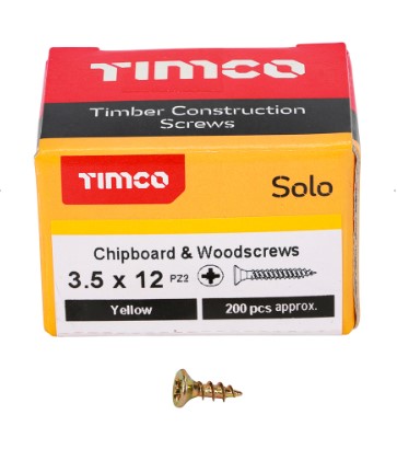 Solo Chipboard & Woodscrews 3.5 x 12